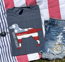 Load image into Gallery viewer, Patriotic Dog Designs White Text SWD MAY DROPDOWN TRANSFER

