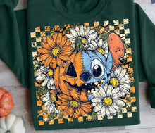 Load image into Gallery viewer, Pumpkin St_tch Checker Floral TRANSFER
