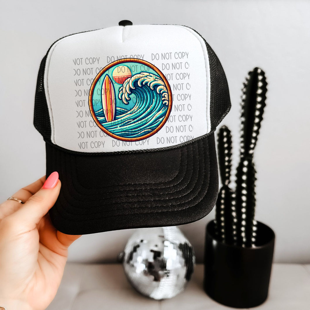 Wave Surf      - Faux Hat Patch 3-4” DTF TRANSFER - OSD