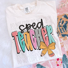 Load image into Gallery viewer, Teacher Pencil Bow DROPDOWN TRANSFER SWD JUNE
