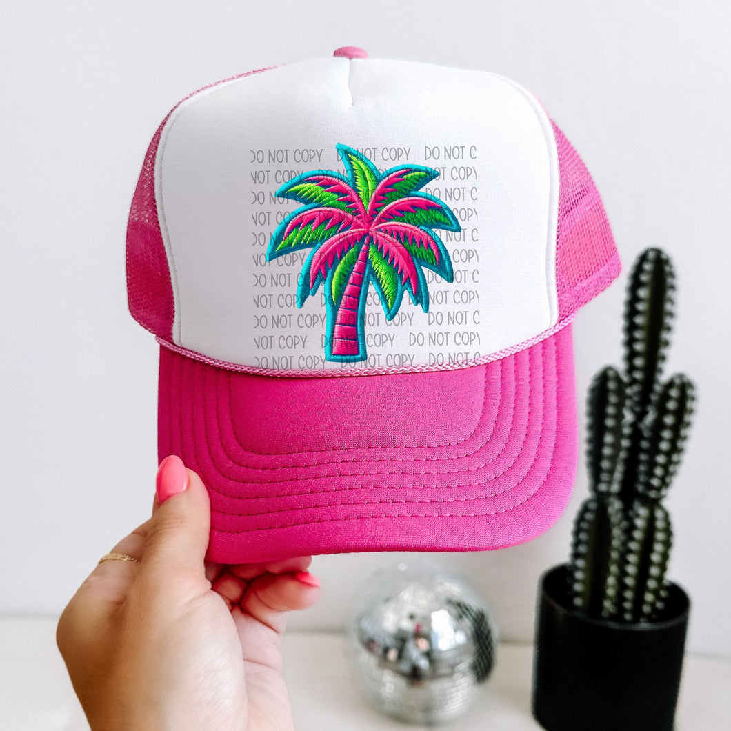 Palm Tree      - Faux Hat Patch 3-4” DTF TRANSFER - OSD