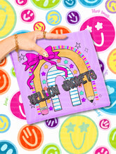 Load image into Gallery viewer, Rainbow Crayon Pink Bow School Mascots DROPDOWN TRANSFER CAP JUNE 26
