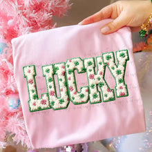 Load image into Gallery viewer, Lucky Pink Shamrock Faux Chenille TRANSFER ET JAN 26
