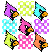 Load image into Gallery viewer, Neon Check Distressed Mascots TRANSFER CYBER JUNE 26
