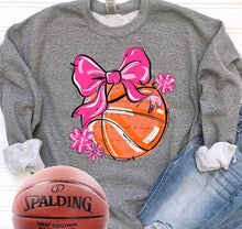 Load image into Gallery viewer, Play Ball Basketball Bow With Flower DROPDOWN TRANSFER BIA
