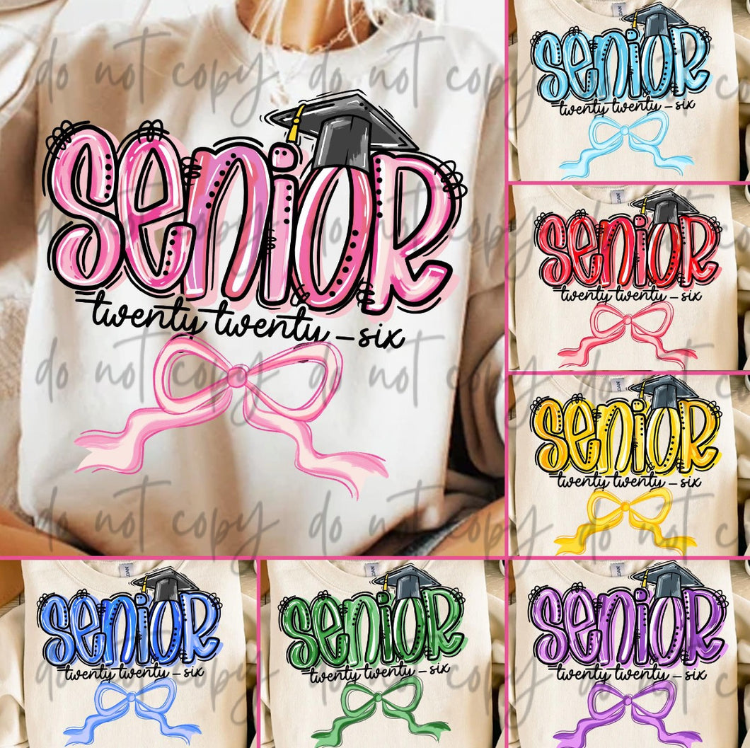 Senior 2026 Preppy Bow Color DROPDOWN TRANSFER