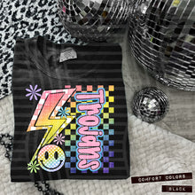 Load image into Gallery viewer, Sideways Rainbow Checker Bolt Happy Mascots Dropdown TRANSFER CAP JUNE
