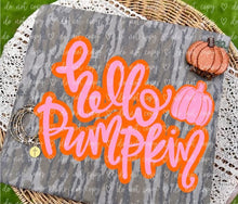 Load image into Gallery viewer, Hello Pumpkin Pink Orange Script TRANSFER TCC SEP 26
