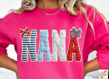 Load image into Gallery viewer, USA Stripes Denim Floral Stars Faux Lace Patch TITLE DROPDOWN TRANSFER ET APR 26
