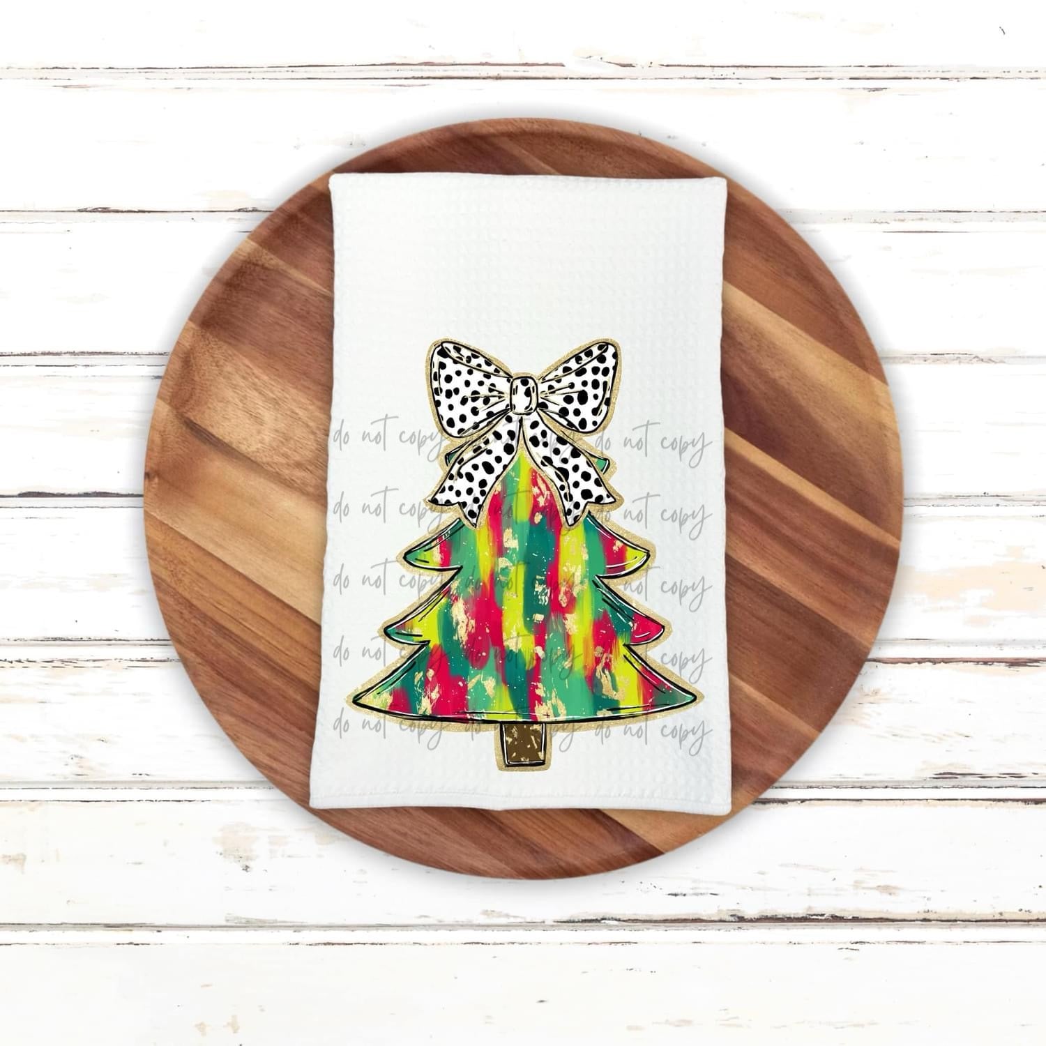 Red Green Yellow Brushstroke Tree Dalmatian Bow TRANSFER ARA Sassy