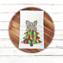 Load image into Gallery viewer, Red Green Yellow Brushstroke Tree Dalmatian Bow TRANSFER ARA
