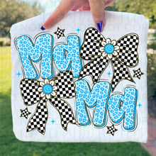 Load image into Gallery viewer, Mama Blue or Pink Leopard With Checker Bow DROPDOWN TRANSFER UAC FEB 26
