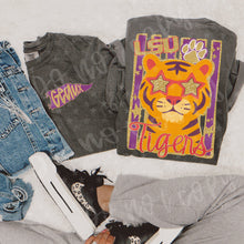 Load image into Gallery viewer, Faux Glitter Stripe Football Mascots DROPDOWN With Pocket TRANSFER PEACHY APR 26
