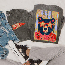 Load image into Gallery viewer, Faux Glitter Stripe Football Mascots DROPDOWN With Pocket TRANSFER PEACHY APR 26
