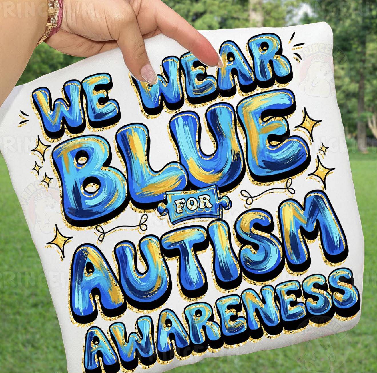 We Wear Blue For Autism Awareness Gold Stars TRANSFER ET APR 26 – Sassy ...