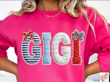Load image into Gallery viewer, USA Stripes Denim Floral Stars Faux Lace Patch TITLE DROPDOWN TRANSFER ET APR 26
