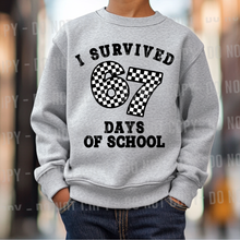 Load image into Gallery viewer, I Survived 67 Days Of School Black White Checkered Boy/Girl DROPDOWN TRANSFER PARJO OCT 25
