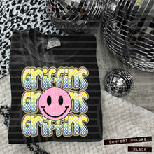 Load image into Gallery viewer, Rainbow Checker Pink Happy Stacked Mascots Dropdown TRANSFER CAP JUNE 25
