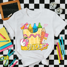 Load image into Gallery viewer, Stripe Crayon Box School GRADE + COLOR DROPDOWN TRANSFER BIA MAY 26
