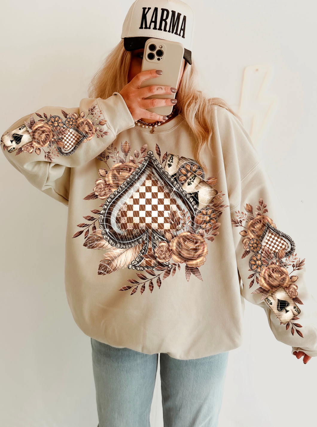 Checkered Spade Floral Brown With SLEEVE OPTION TRANSFER AGCM JAN
