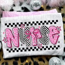 Load image into Gallery viewer, Pink White Black Checker Pencil Bow Titles DROPDOWN TRANSFER UAC JAN 26
