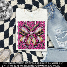Load image into Gallery viewer, Pink Gold Rhinestone Bow Mascot DROPDOWN TRANSFER
