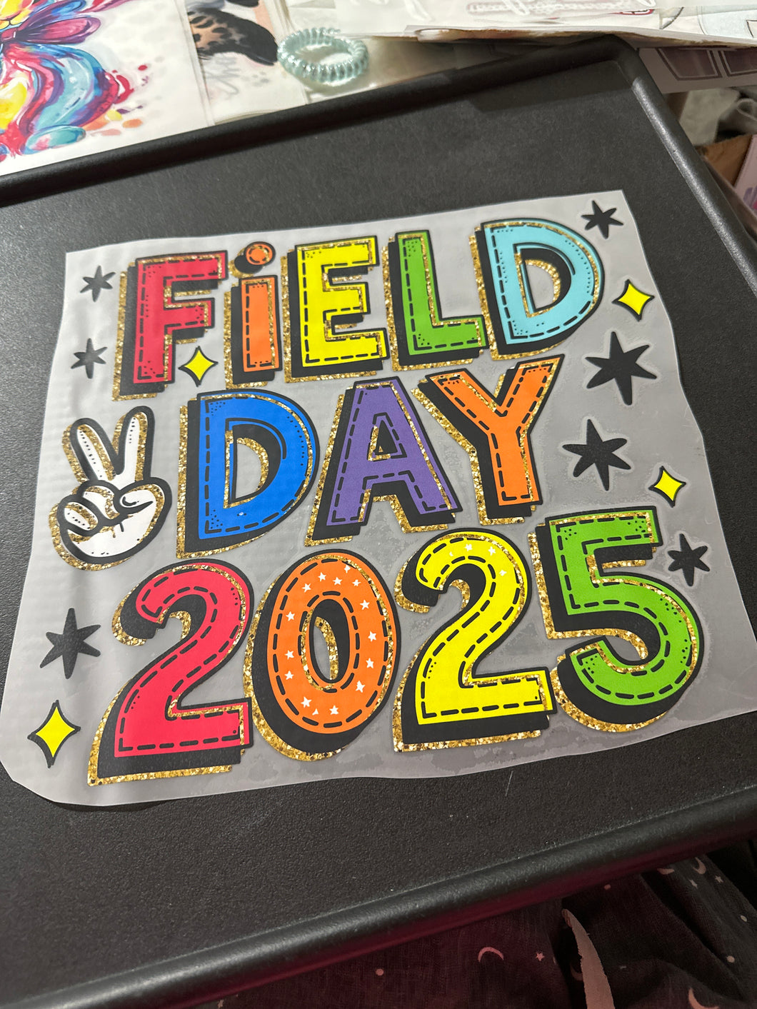 Field Day 2025 Gold Glitter RTS DTF TRANSFER