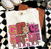Load image into Gallery viewer, Grace Got Me Here Leopard Checker Block Letters TRANSFER DWD NOV 25
