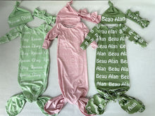 Load image into Gallery viewer, Custom Print Name Baby Knotted Gown Set
