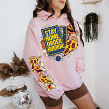 Load image into Gallery viewer, Stay Home Order Horror With Pizza SLEEVE OPTION DROPDOWN TRANSFER MOON JULY 25 NOSTALGIC HALLOWEEN COLLAB NDC X MOON
