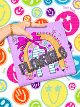 Load image into Gallery viewer, Rainbow Crayon Pink Bow School Mascots DROPDOWN TRANSFER CAP JUNE 26
