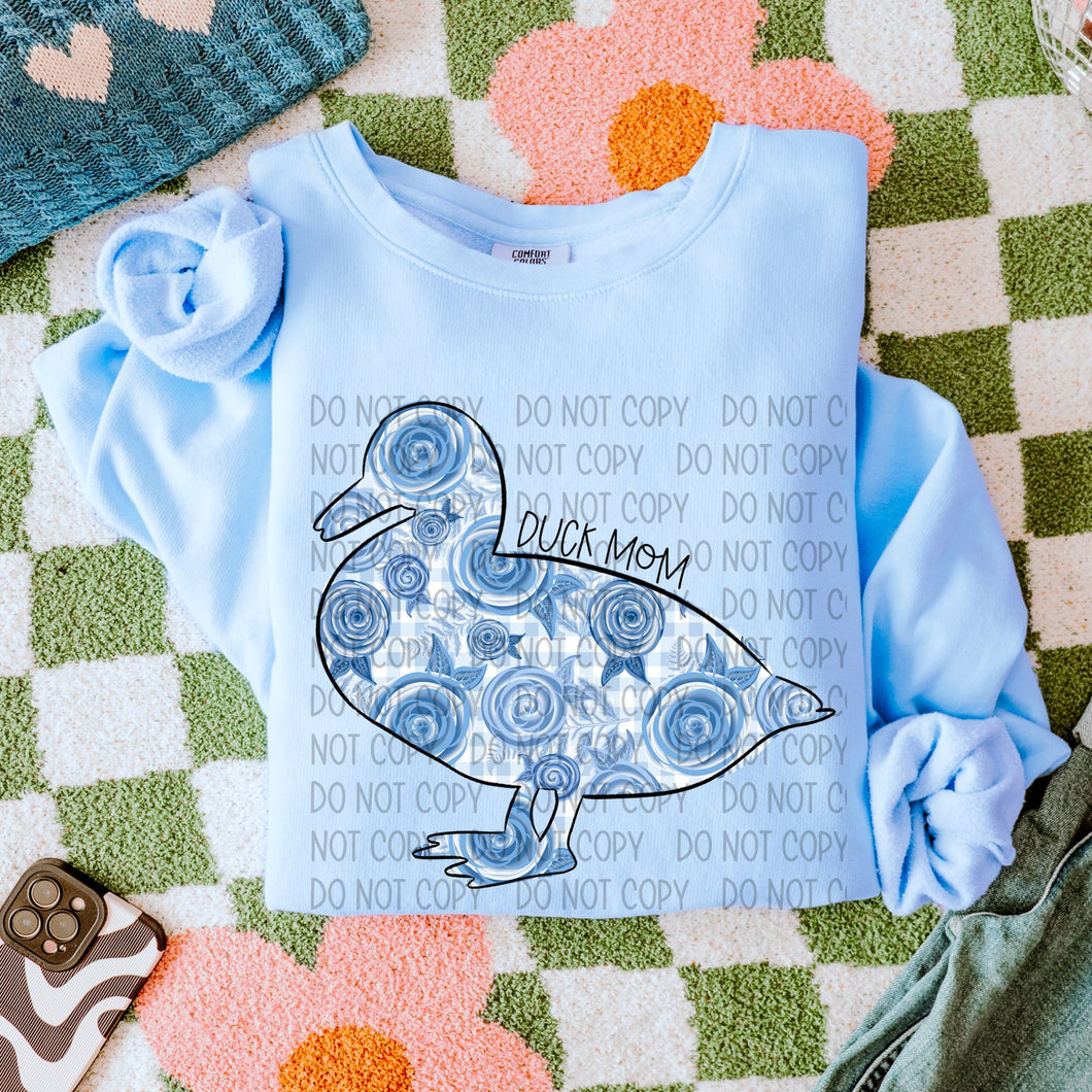 Blue Floral Duck Mom TRANSFER SWD FEB