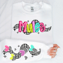 Load image into Gallery viewer, Bright Checkered Mascot With Sleeve Option DTF TRANSFER CSD
