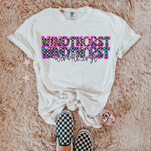 Load image into Gallery viewer, Colorful Checkered Stacked Mascot Dropdown TRANSFER CAP
