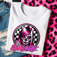 Load image into Gallery viewer, Savage Sugar Skull Girl Pink Black TRANSFER DWS
