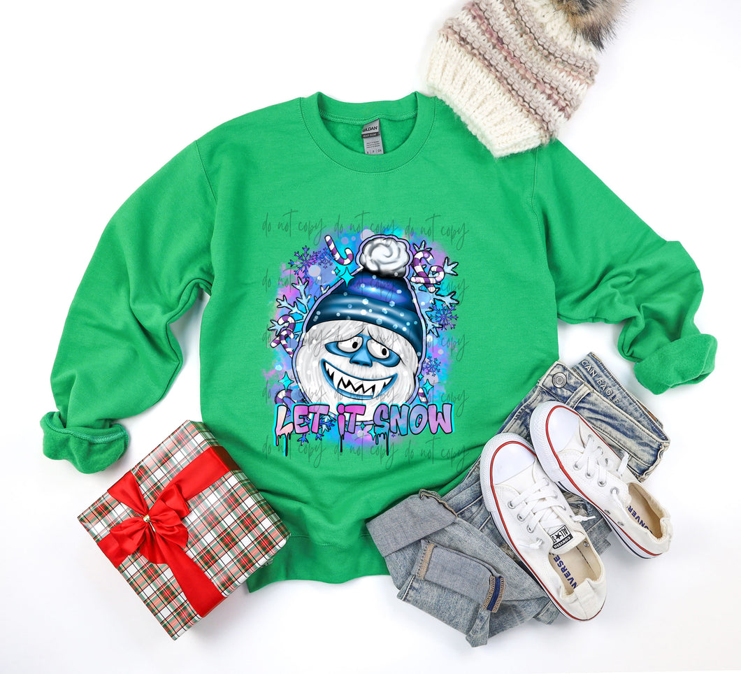 Let It Snow Blue And Purple Snowman TRANSFER