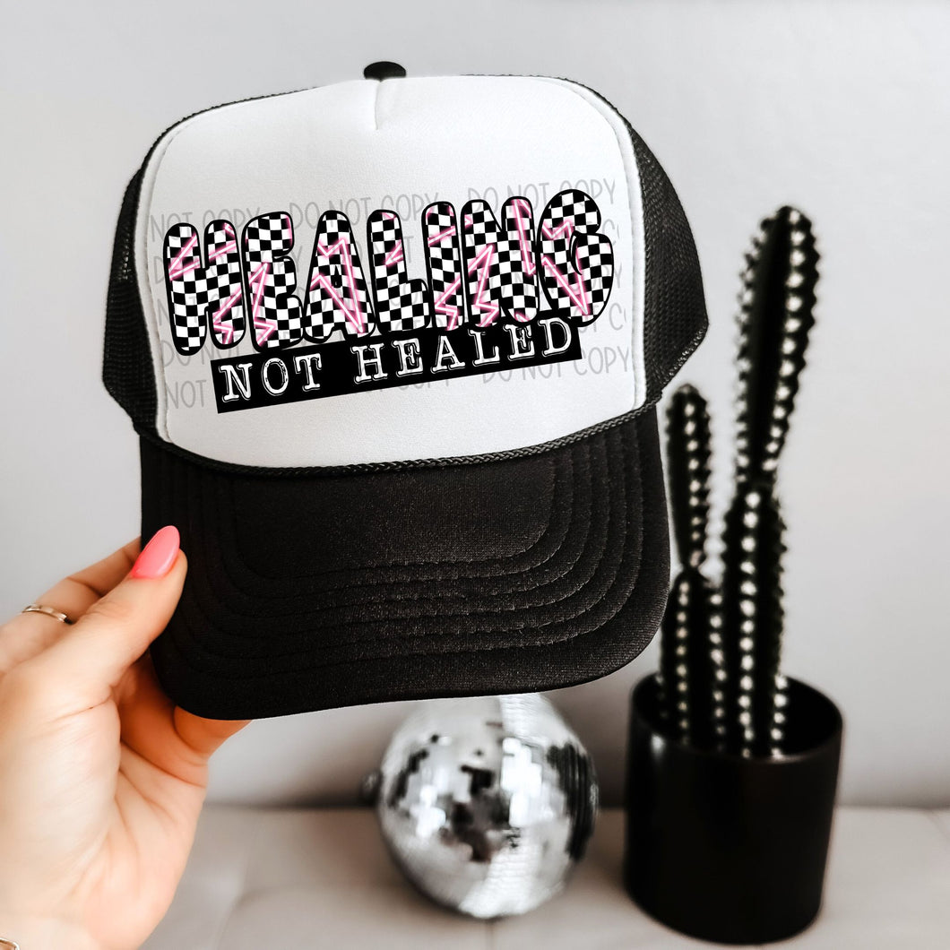 HEALING NOT HEALED  - CHECKERED  | Faux Hat Patch 3-4” DTF TRANSFER | OSD