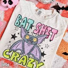 Load image into Gallery viewer, Bat Shit Crazy Glitter Bat Distressed Option DROPDOWN TRANSFER CARTER AUG 26
