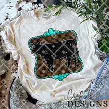 Load image into Gallery viewer, Turquoise Brown Checkered Farm Animal DROPDOWN TRANSFER CCD
