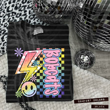 Load image into Gallery viewer, Sideways Rainbow Checker Bolt Happy Mascots Dropdown TRANSFER CAP JUNE
