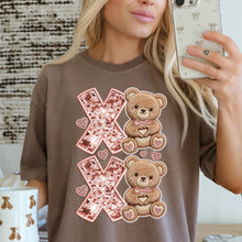 Load image into Gallery viewer, Xoxo Stacked Teddy Bear Sequin Faux Embroidery TRANSFER DWS JAN 26
