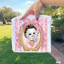 Load image into Gallery viewer, Horror Characters With Pink Bow Frame Pink Distressed Lines DROPDOWN TRANSFER CARTER AUG 26

