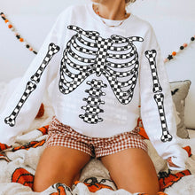 Load image into Gallery viewer, Skeleton Bones Leopard Lace Black &amp; White Checkered With SLEEVE OPTION DROPDOWN TRANSFER CARTER AUG 26
