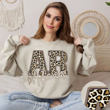 Load image into Gallery viewer, Glitter Leopard Faux Embroidery States W Heart DTF TRANSFER
