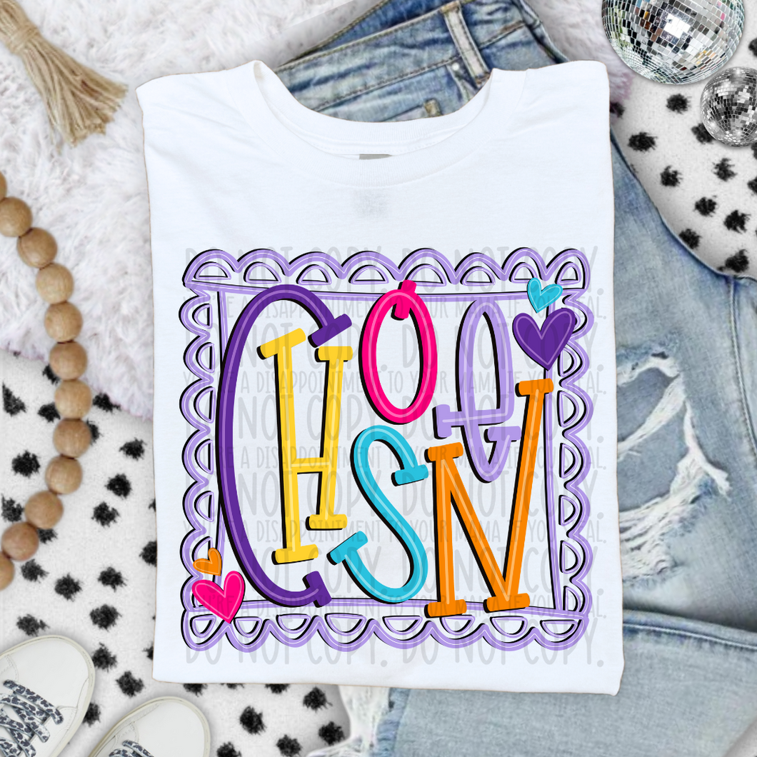 Purple Doodle Frame DROPDOWN TRANSFER SWD JULY