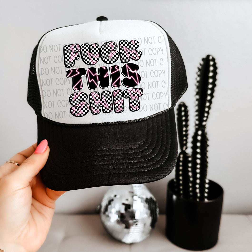 F* THIS SHIT  - CHECKERED  | Faux Hat Patch 3-4” DTF TRANSFER | OSD