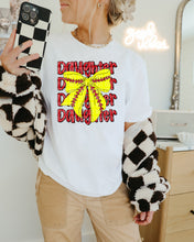 Load image into Gallery viewer, Glitter Names Softball Bow Stacked TRANSFER CAP FEB
