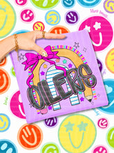 Load image into Gallery viewer, Rainbow Crayon Pink Bow School Mascots DROPDOWN TRANSFER CAP JUNE 26
