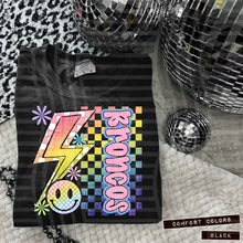 Load image into Gallery viewer, Sideways Rainbow Checker Bolt Happy Mascots Dropdown TRANSFER CAP JUNE
