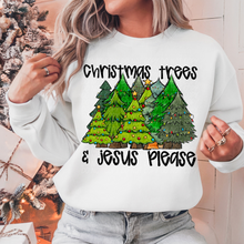 Load image into Gallery viewer, Christmas Trees And Jesus Please Light Black TRANSFER CSD
